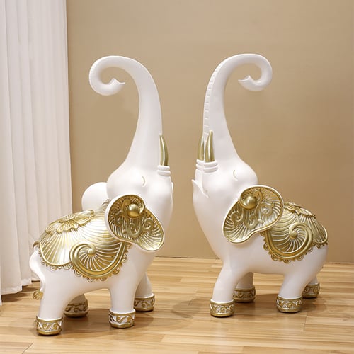 White Elephant Side Table in Gold Finish Modern End Table with Clear