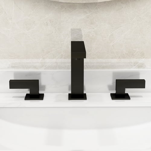 Widespread Matte Black Bathroom Sink Faucet Double Handle Solid Brass ...