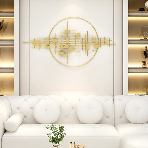 3D Modern Big Gold Wall Decor For Living Room Unique Decorative Metal ...