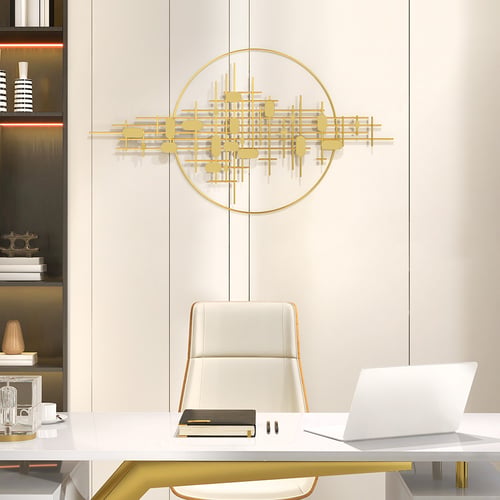 3D Modern Big Gold Wall Decor For Living Room Unique Decorative Metal ...