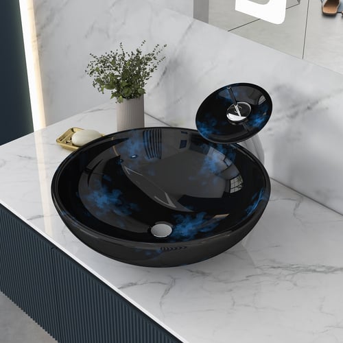 Aquaterior Tempered Glass Bathroom Vessel Vanity Sink Above Counter