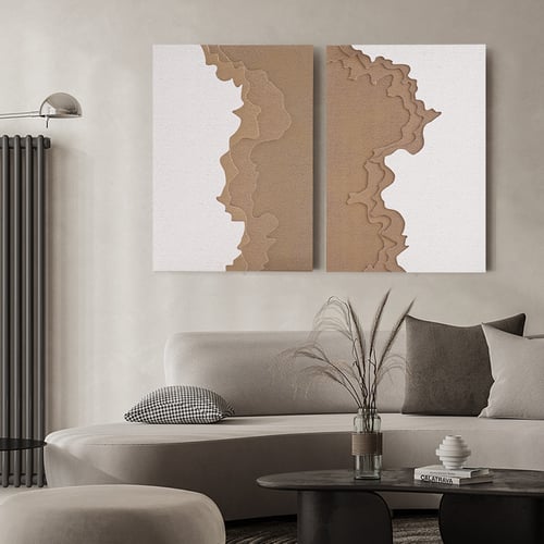 2 Pieces 27.6" Modern 3D Abstract Rectangle Wave Wall Decor Art Living ...