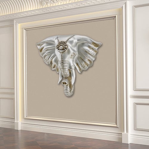 Mandala De Pared Con Forma De Elefante Blanco Decapado