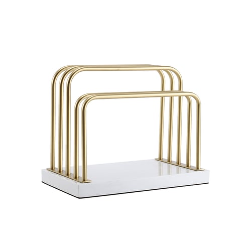 Marble Magazine Rack Golden Metal Magazine Holder File Organizer for ...