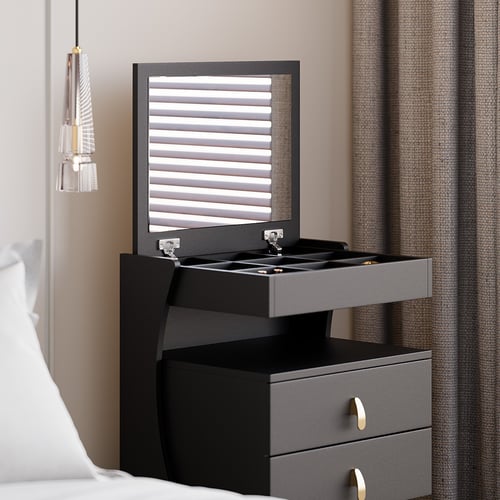 Modern Black Makeup Vanity Set with Mirror Mini Dressing Table with