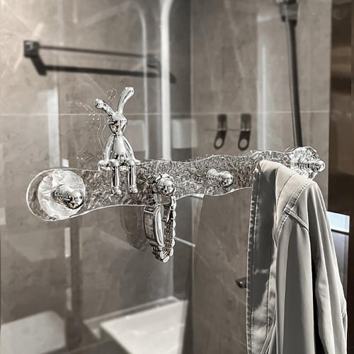 Water Ripple Acrylic Towel Rack Rabbit Wall Hanger Storage Hooks Decor ...