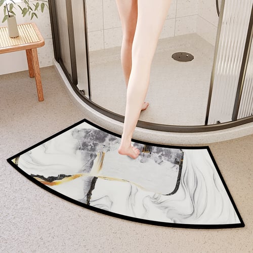Curved Abstract Diatom Mud Absorbent Bath Mat Round Shower room Nonslip Rug Homary