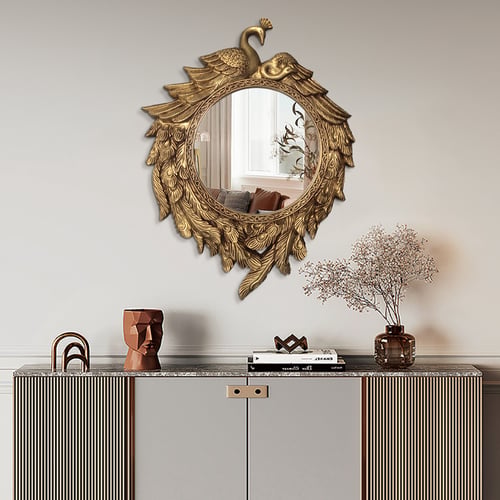 740mm Traditional Peacock Wall Mirror Abstract Resin Decor Art Living ...