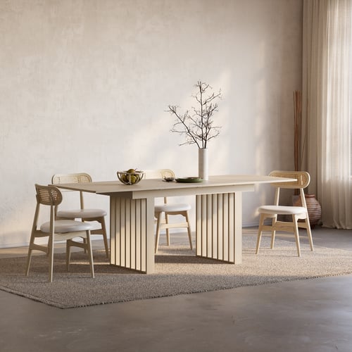 Japandi 55"-87" Extendable Whitewash Dining Table for 4-8 Person Double ...