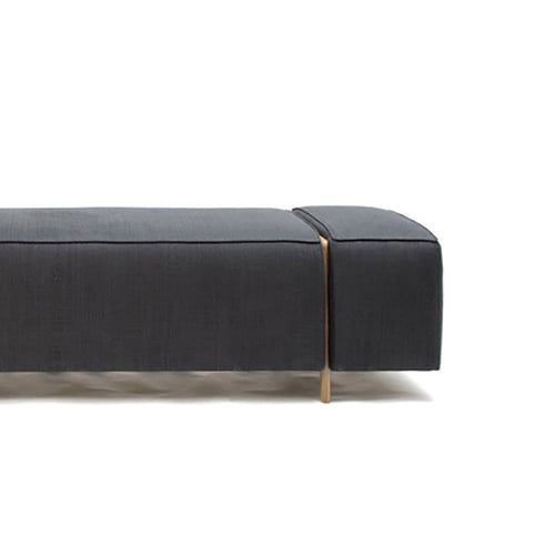 Modern Deep Gray Rectangular Bench Entryway Ottoman with Gold Legs | Homary