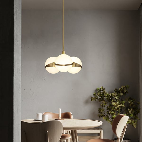 Lámpara colgante moderna de 3 luces con tonos de globo blancosHomary