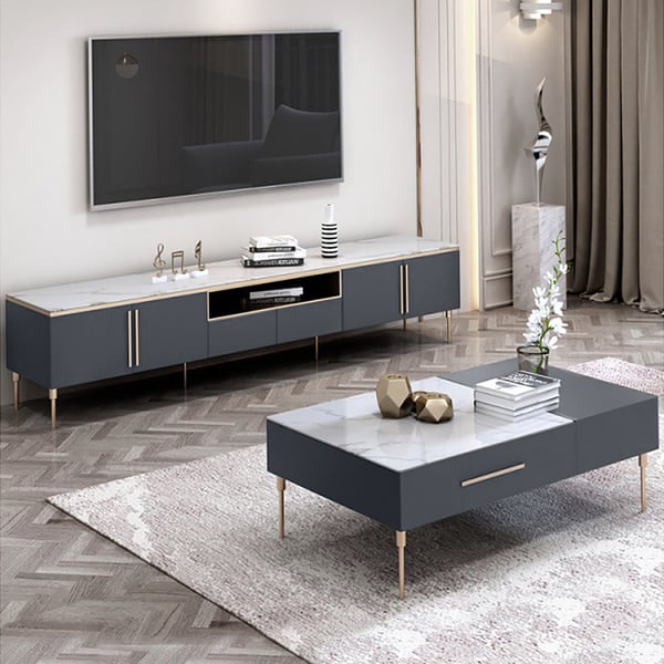 Ribanedy Meuble TV Suspendu Moderne | Console Multimédia De Divertissement Murale | Grand Banc De Rangement Pour TV Pour Salon Et Bureau (Blanc