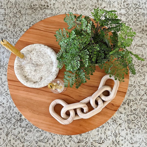 Rustic Round Coffee Table with Solid Wood Tabletop Metal LegsHomerry
