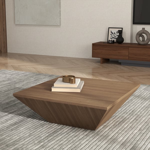 Modern Wood Coffee Table with Storage Square Drum Coffee Table with 1