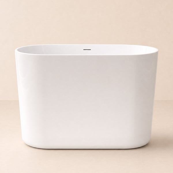 39" Compact Deep Oval Acrylic Whirlpool Bathtub with Massage Jets & Thermostatic Control