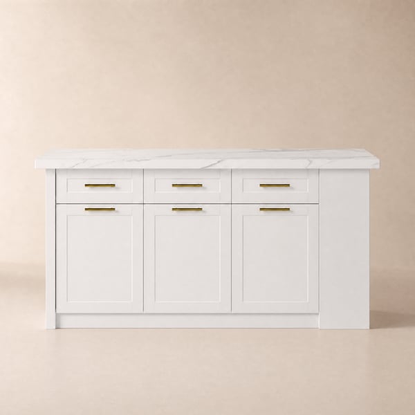 Kitchen Island with Generous Storage in White, 1800 mm