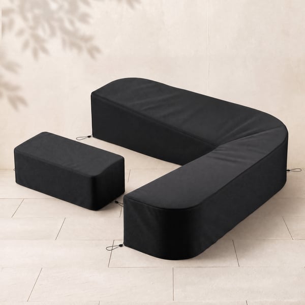 600D 2-Piece Polyester Weatherproof Outdoor Patio Furniture Set Covers in Black