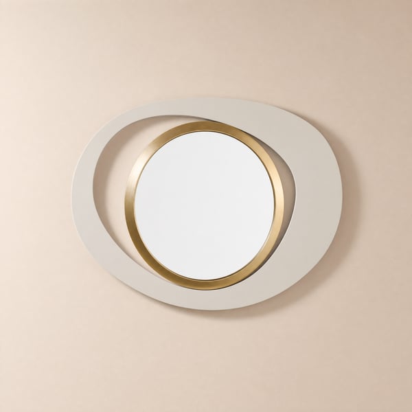 Modern White & Gold Abstract Geometry Wall Mirror Decor Living Room Bedroom