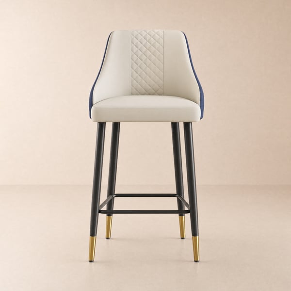 Modern PU Leather Upholstered Bar Stool in Blue, 1 Piece