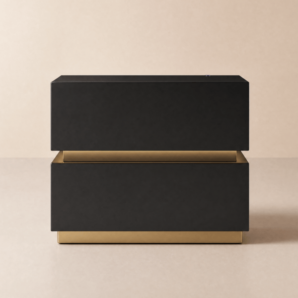 Lumio Black 2-Drawer LED Bedside Table with Charging Station