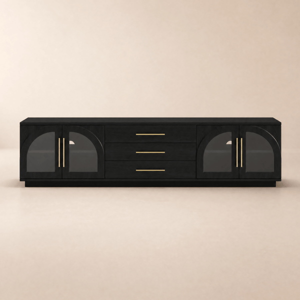 Arune 200 cm Arched Glass Doors TV Unit with Storage and LED