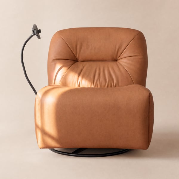 Leather Power Swivel Rocker Recliner Accent Chair with Phone Holder