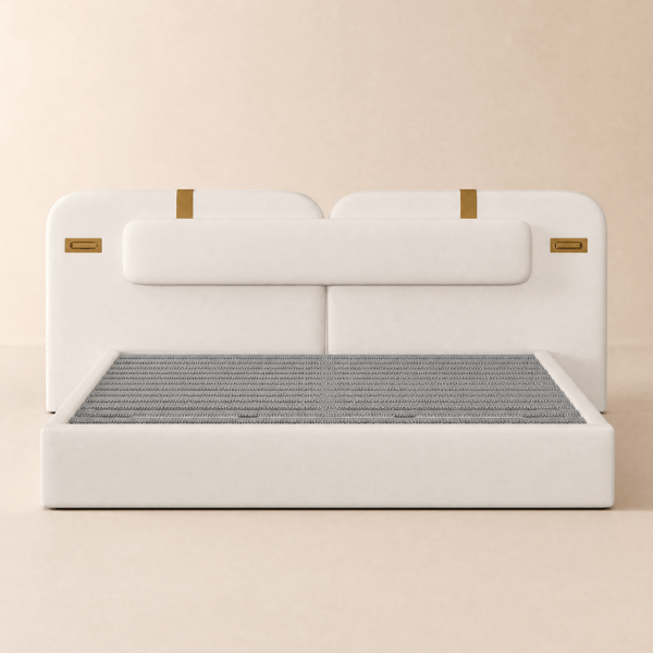 Horva King Faux Leather Platform Bed with Wide Headboard & Integrated LED Lighting