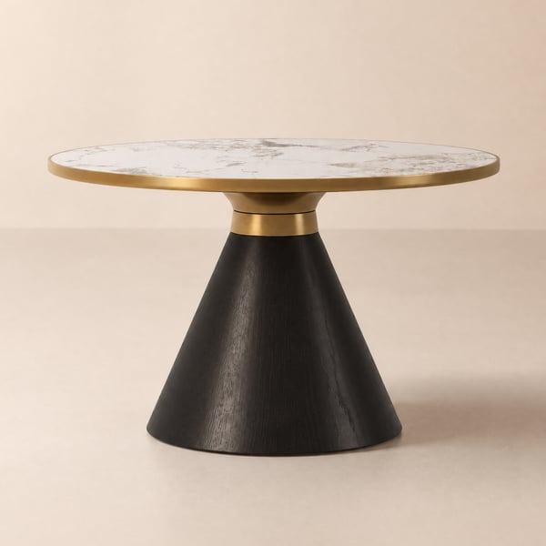 Sculra 28" Round Black Coffee Table with Sintered Stone Top