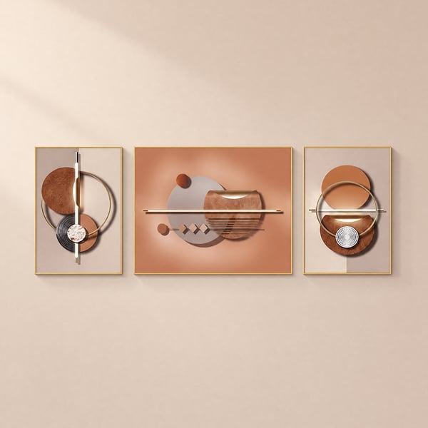 3 Pieces Modern Geometric Abstract Wall Decor Set Canvas Print with Frame Living Room