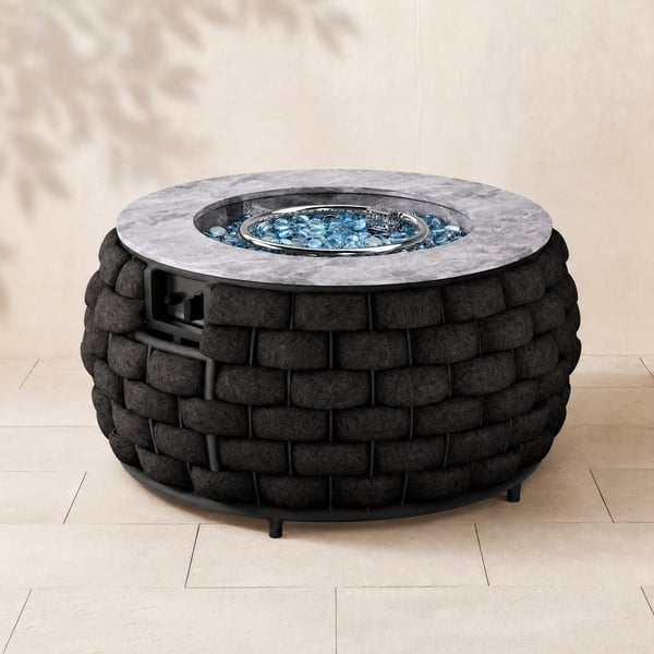 Table de foyer ronde sans fumée Cocaro Outdoor de 69 cm au propane, gris foncé