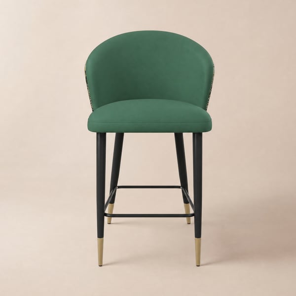 Sgabello da bancone Arcora in velluto verde con rivestimento, 1 pezzo