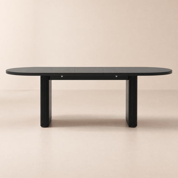 Fluve 79"-94" Extendable Oval Black Dining Table, Seats 6-8