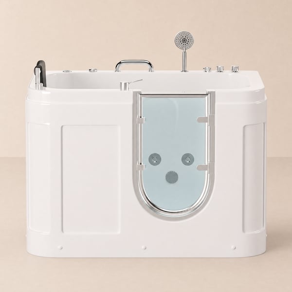 53" Walk In Whirlpool Bathtub with Built-in Seat, Massage Jets,Thermostatic Control
