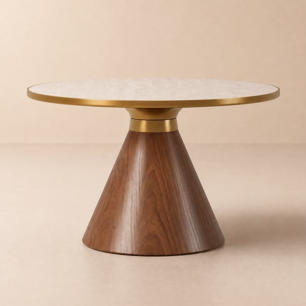Sculra 28" Round Walnut Coffee Table with Sintered Stone Top