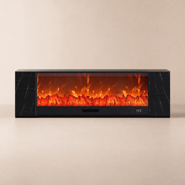 87" Sintered Stone Electric Fireplace TV Stand with Remote Control