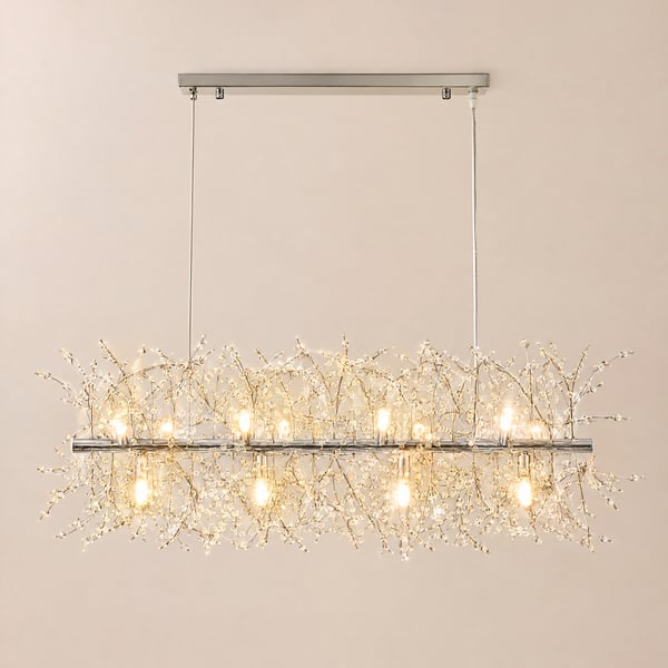 Mid Century Modern 12-Light Crystal Firework Sputnik  Kitchen Island Lighting in Chrome