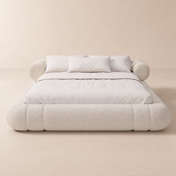 King Size Boucle Upholstered Cloud Floor Bed Frame