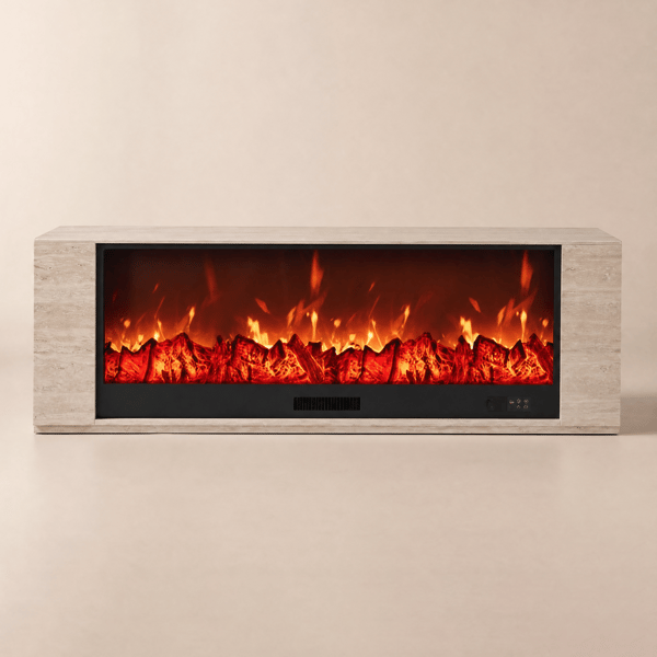 71" Sintered Stone Electric Fireplace TV Stand with Remote Control