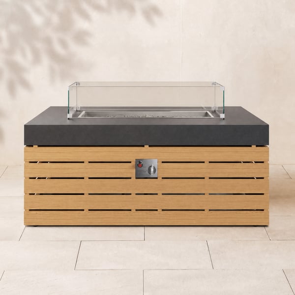Table brasero rectangulaire Tevara 120 cm grise au propane sans fumée