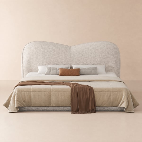 Modern King Size Chenille Upholstered Bed