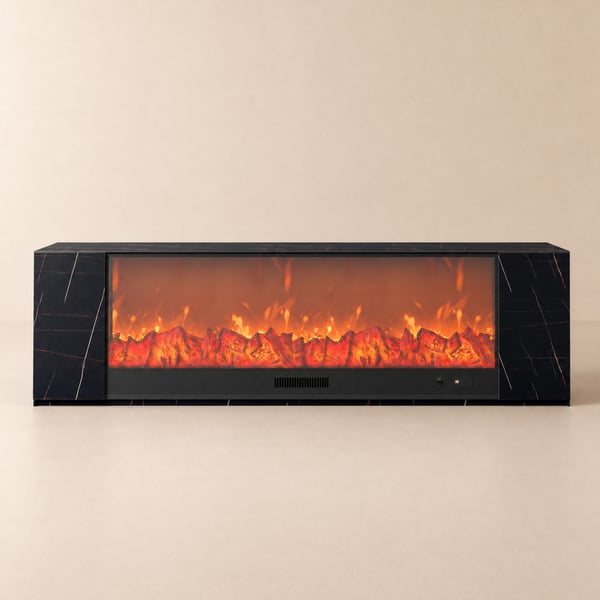 200 cm Sintered Stone Electric Fireplace TV Stand with Remote Control