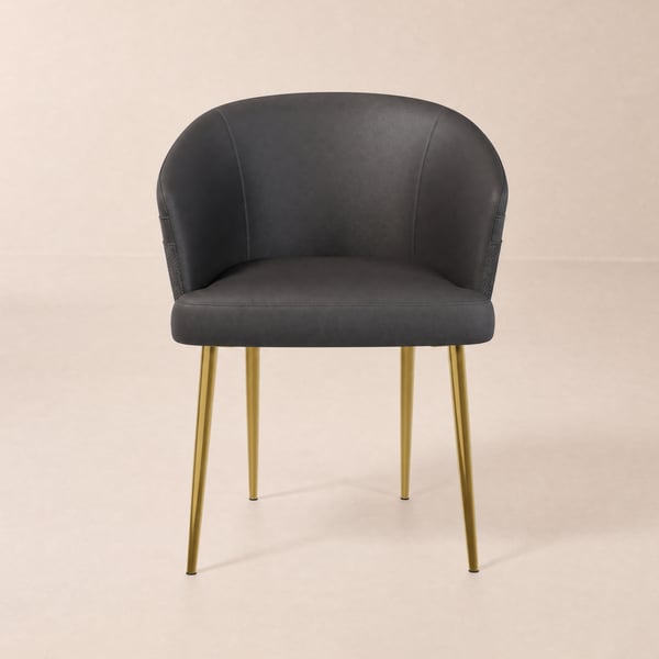 Modern Black PU Leather Upholstered Dining Chair with Metal Legs, 1 Piece