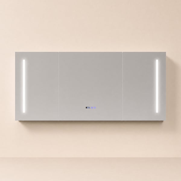 59" LED Bathroom Medicine Cabinet with Anti-Fog, Dimmable Tri-Color Lighting