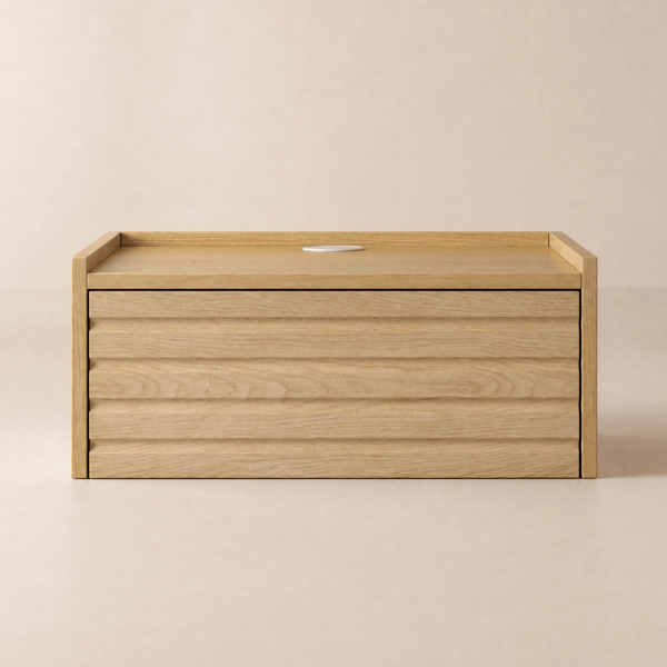 Wooden 1-Drawer Floating Bedside Table with Light & Charging Station