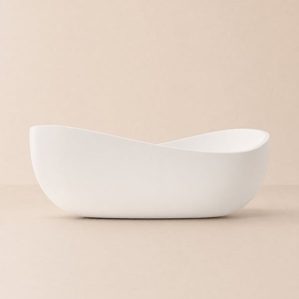 Bathroom Stone Resin Oval Vessel Sink Modern Art Sink Matte White with Pop Up Drain