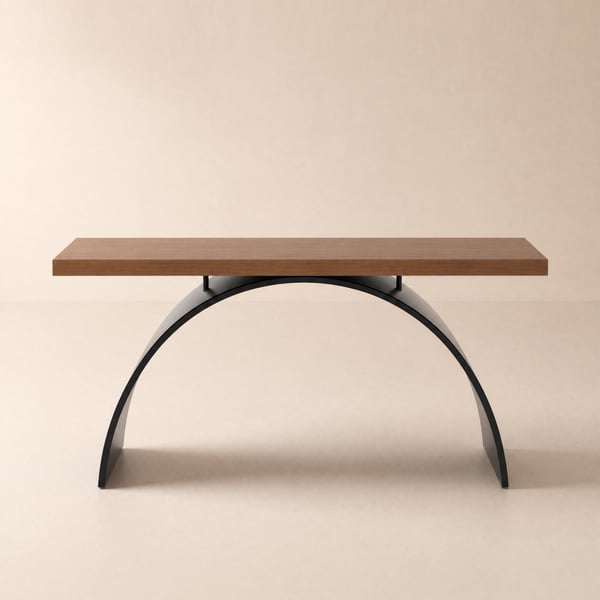 Industrial 63" Rectangular Walnut Wood Desk with Metal Base