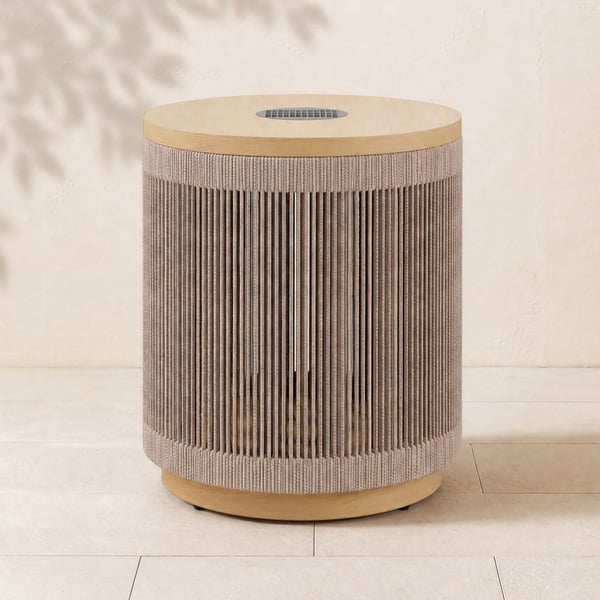 Costra Outdoor Handwoven Rope & Aluminum Storage Side Table with LED