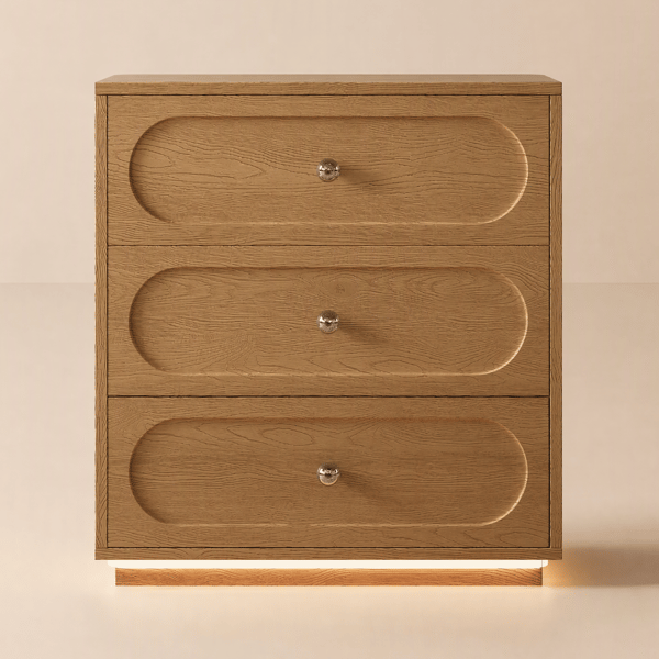Krila Floating 3-Drawer LED Smart Bedside Table with Light