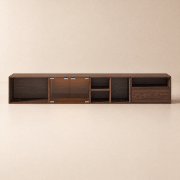 2400mm Walnut Modular TV Stand with Storage