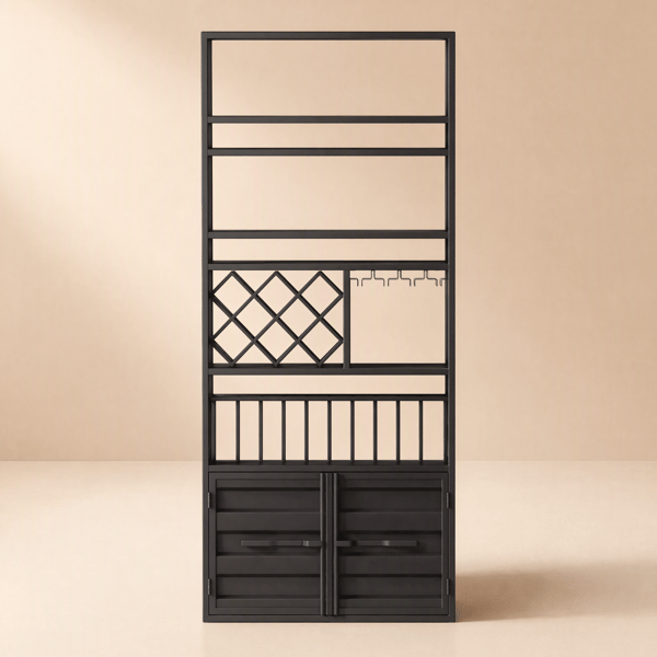 70.9" Industrial Standing Wine Rack Glass Rack in Black